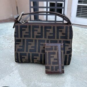 Fendi FF Zucca Satchel Mini Bag & Key-holder  Wallet Set